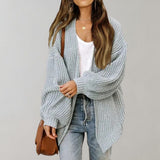 Wulfheda | Damen Oversize Strickjacke offen – Grau