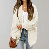 Wulfheda | Damen Oversize Strickjacke offen – Weiß