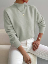 Wulfhede | Damen Strickpullover mit Stehkragen – Hellgrün