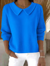 Wulfhild | Damen Pullover mit Bubikragen – Blau