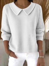 Wulfhild | Damen Pullover mit Bubikragen – Weiß