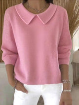 Wulfhild | Damen Pullover mit Bubikragen – Rosa