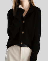 Wulfine | Damen Strickjacke mit Knopfleiste – Schwarz