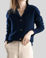 Wulfine | Damen Strickjacke mit Knopfleiste – Marineblau