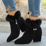 Wulfmara | Damen Stiefeletten mit Blockabsatz – Schwarz