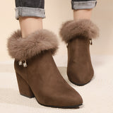 Wulfmara | Damen Stiefeletten mit Blockabsatz – Dunkelbraun