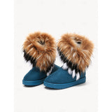 Wulfriede | Damen Wasserdichte Winterstiefel mit Fellbesatz – Blau