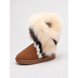Wulfriede | Damen Wasserdichte Winterstiefel mit Fellbesatz – Checkered