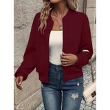 Yasmina | Bomberjacke Damen mit Reißverschluss und Taschen – Burgunderrot