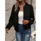 Yasmina | Bomberjacke Damen mit Reißverschluss und Taschen – Schwarz