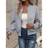 Yasmina | Bomberjacke Damen mit Reißverschluss und Taschen – Grau