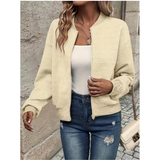 Yasmina | Bomberjacke Damen mit Reißverschluss und Taschen – Aprikose