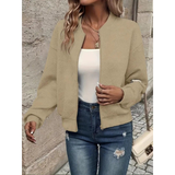 Yasmina | Bomberjacke Damen mit Reißverschluss und Taschen – Braun