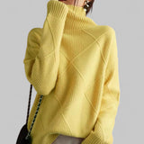 Susanne | Rollkragen Locker Geschnittener Pullover für Damen – Gelb