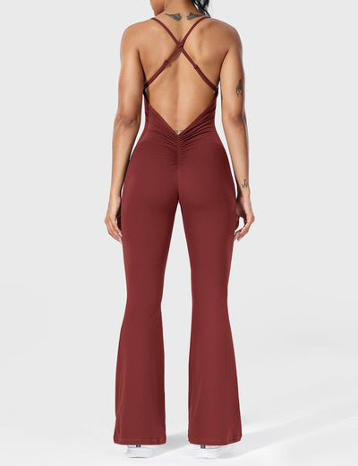 Serafina | Backless Flare Jumpsuit mit verstellbaren Trägern