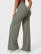 Doris | Damen Sommer Schlaghose Mit Hoher Taille – Grau-Grün