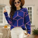 Zaha – Strickpullover mit geometrischem Muster – Blau