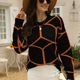 Zaha – Strickpullover mit geometrischem Muster – Schwarz