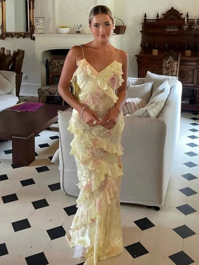 Latonya - Licht Kleid Mit Rüschen