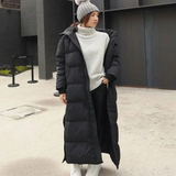 Zilan | Damen Schwarze Lange Winterjacke mit Kapuze – Schwarz