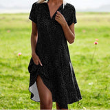 Amelie | Damen Midikleid V-Ausschnitt elegant und modern – Schwarz