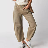 Damen Baggy Jeans Mit Hoher Taille – Khaki
